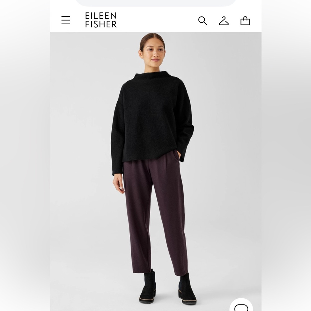 Eileen Fisher Black Lightweight Boiled Wool Box-Top. Preowned.